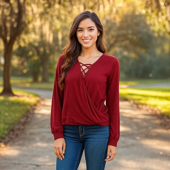 🌹3/$20 NWT URBAN OUTFITTERS lace up surplice Top - Picture 4 of 5